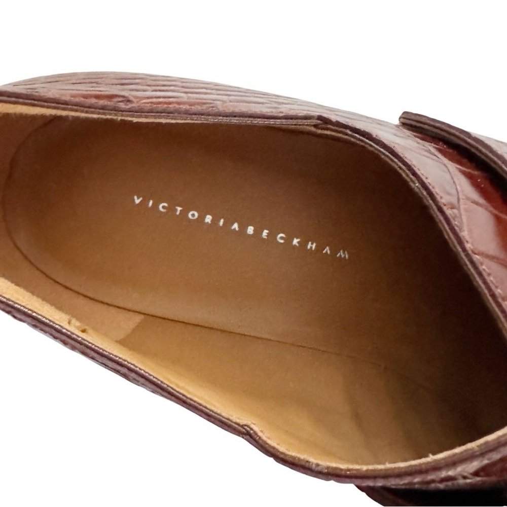 Victoria Beckham Square Toe Buckle Loafer Cognac Sz 39 - Picture 5 of 12